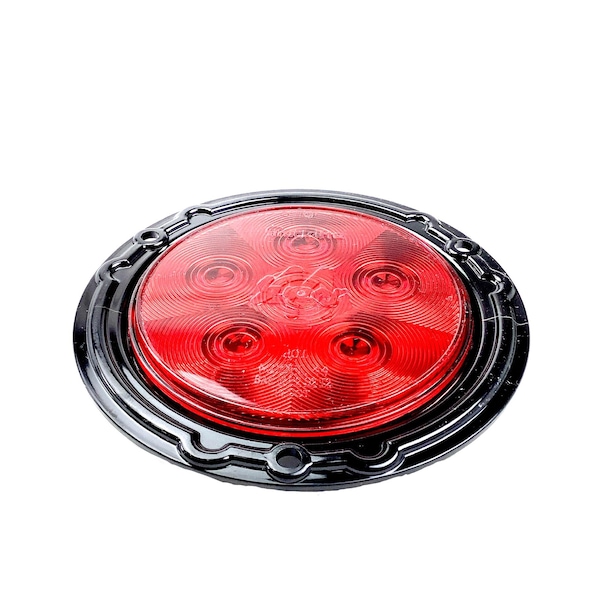 Truck-Lite Super 44, Led, Red, Round, 6 Diode, Stop/Turn/Tail, Black Flange Mount, Fit N Forget S.S., 12V 44326R3 - main